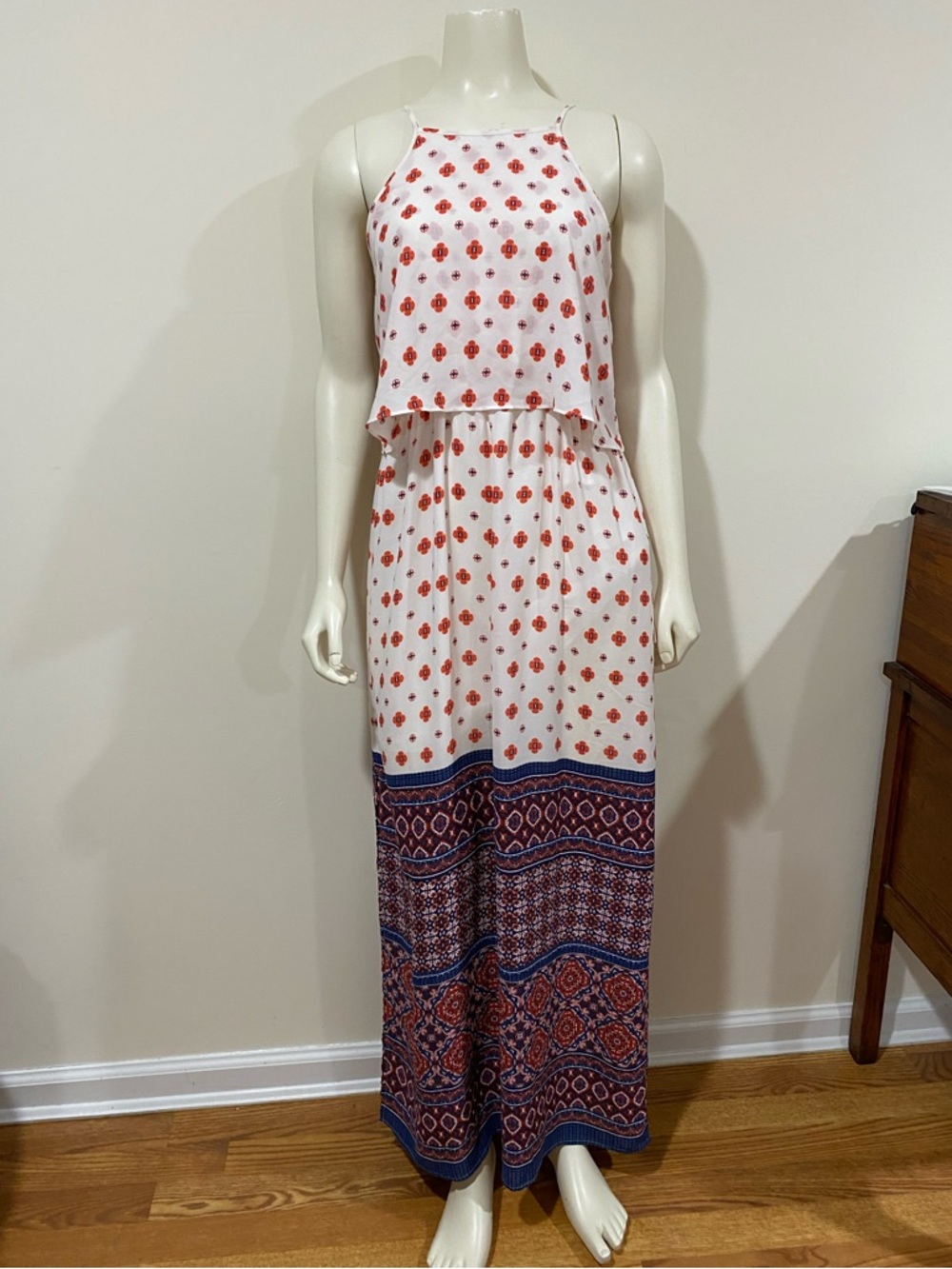 Pink Rose Floral Pattern Maxi Dress